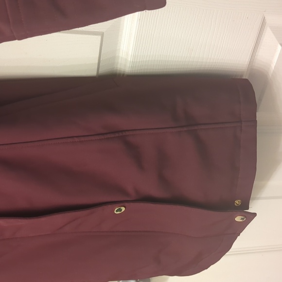 NWT LIZ CLAIBORNE WINE HOODED COAT JACKET GOLD HARDWARE - Picture 8 of 17